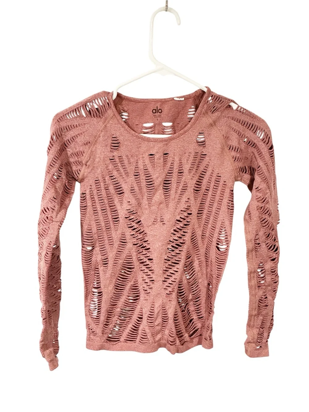 Alo Yoga Wanderer Long Sleeve Pink Stretchy Size Small
